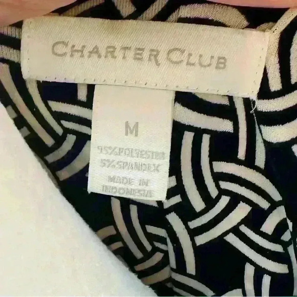 Charter Club navy blue and white flared  dress size M, 1/2 sleeves. - Picture 4 of 8